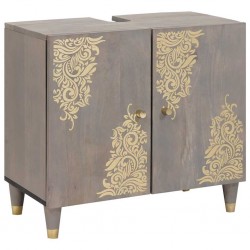 Sonata H Шкаф за мивка за баня със съхранение Сив 62 x 33 x 58 см - Шкафове за баня