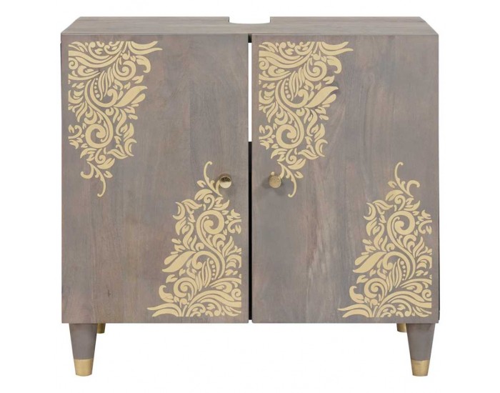 Sonata H Шкаф за мивка за баня със съхранение Сив 62 x 33 x 58 см