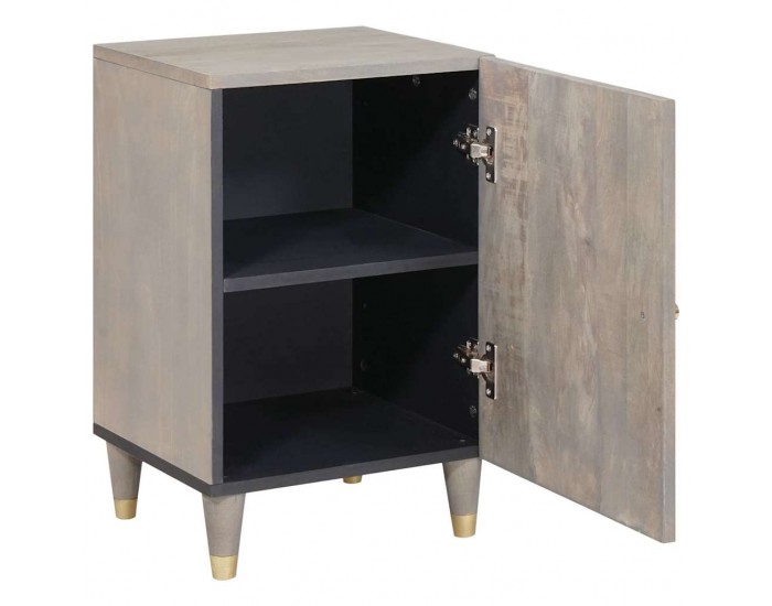 Sonata H Шкаф за баня Сив 38 x 33 x 58 см Масивна дървесина от манго