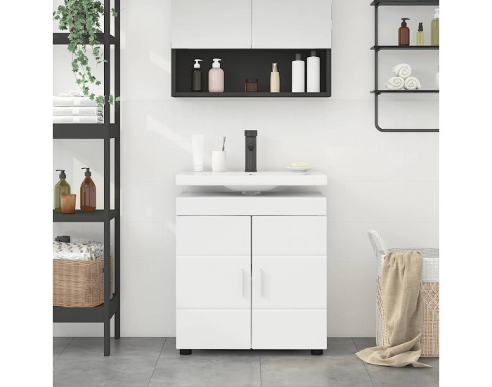 Sonata H Шкаф за баня с мивка TULUM Бяло 60 x 34 x 63 см Инженерно дърво