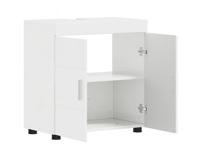 Sonata H Шкаф за баня с мивка TULUM Бяло Със Силен Гланц 60 x 34 x 63 см