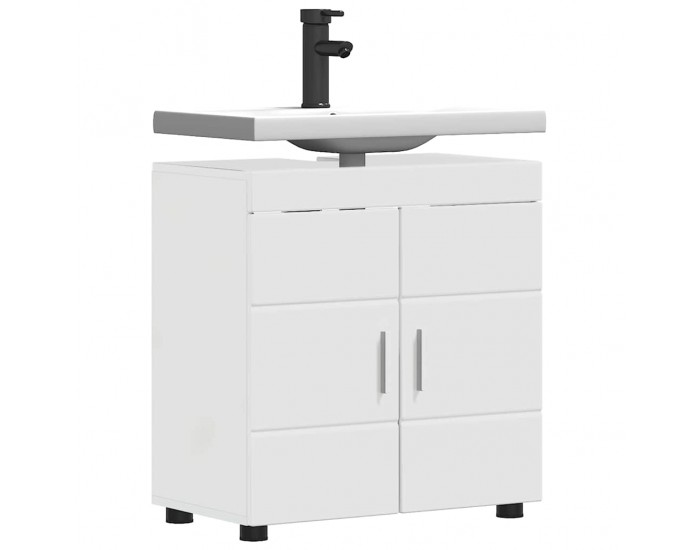 Sonata H Шкаф за баня с мивка TULUM Бяло Със Силен Гланц 60 x 34 x 63 см