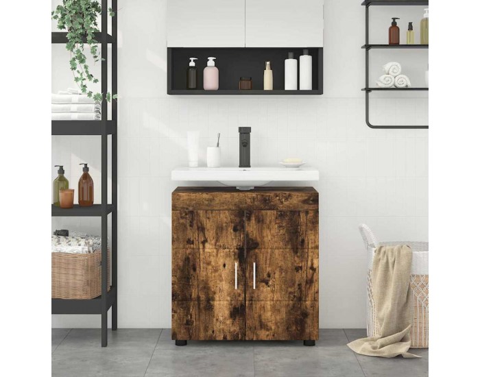 Sonata H Шкаф за баня с мивка с врата TULUM Опушен дъб 60 x 34 x 63 см