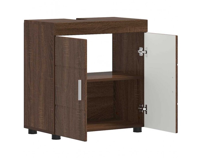 Sonata H Шкаф за баня с мивка с врата TULUM Кафяв дъб 60 x 34 x 63 см