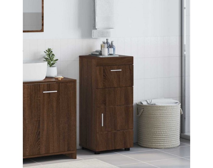 Sonata H Шкаф за баня TULUM Кафяв дъб 37 x 31.5 x 82 см Инженерно дърво