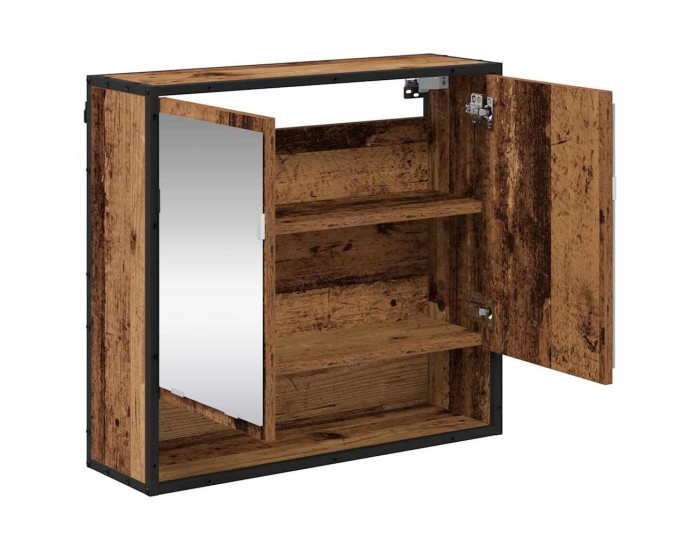 Sonata H Шкаф с огледало за баня с рафт Старо дърво 65 x 20 x 60 см