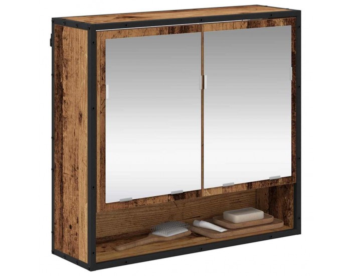 Sonata H Шкаф с огледало за баня с рафт Старо дърво 65 x 20 x 60 см