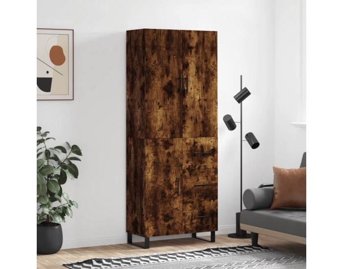 Sonata H Висок шкаф, опушен дъб, 69,5x34x180 см, инженерно дърво