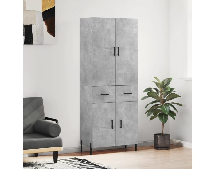 Sonata H Висок шкаф, бетонно сив, 69,5x34x180 см, инженерно дърво
