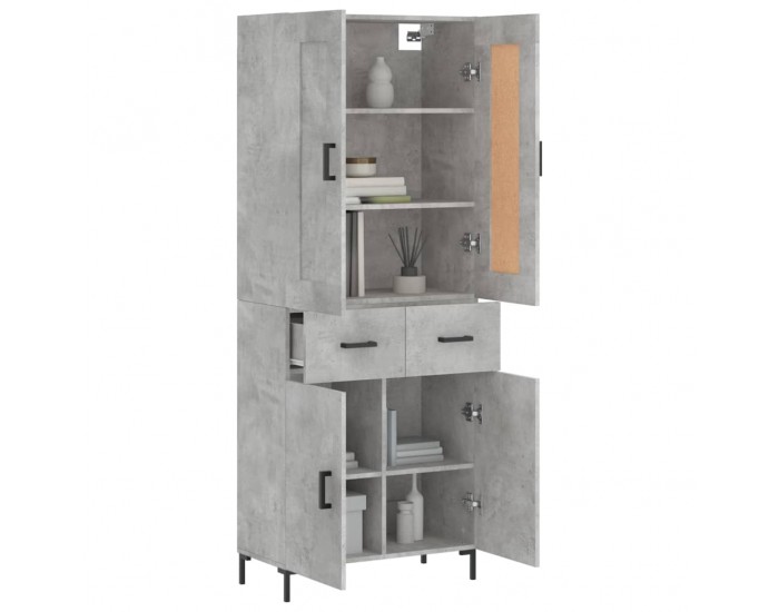 Sonata H Висок шкаф, бетонно сив, 69,5x34x180 см, инженерно дърво