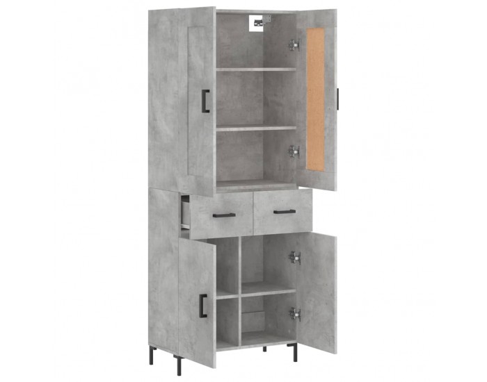 Sonata H Висок шкаф, бетонно сив, 69,5x34x180 см, инженерно дърво