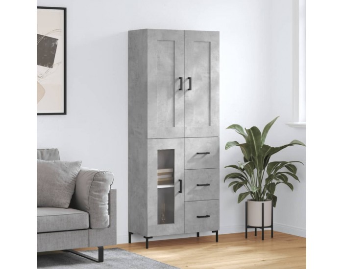 Sonata H Висок шкаф, бетонно сив, 69,5x34x180 см, инженерно дърво