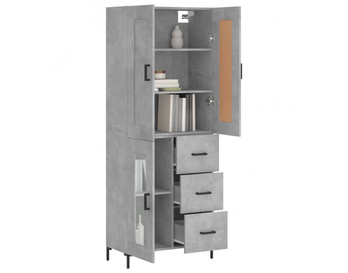 Sonata H Висок шкаф, бетонно сив, 69,5x34x180 см, инженерно дърво