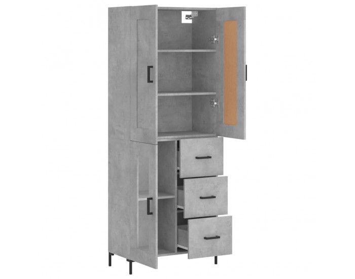 Sonata H Висок шкаф, бетонно сив, 69,5x34x180 см, инженерно дърво