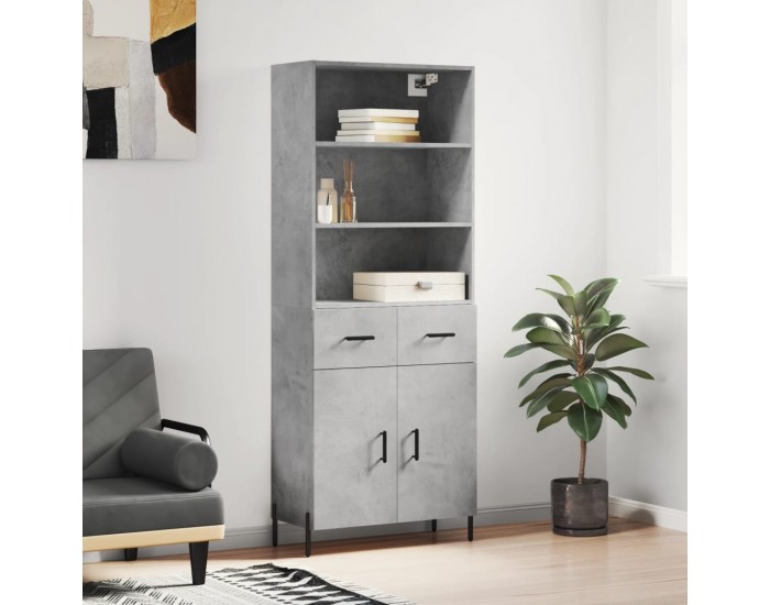 Sonata H Висок шкаф, бетонно сив, 69,5x34x180 см, инженерно дърво