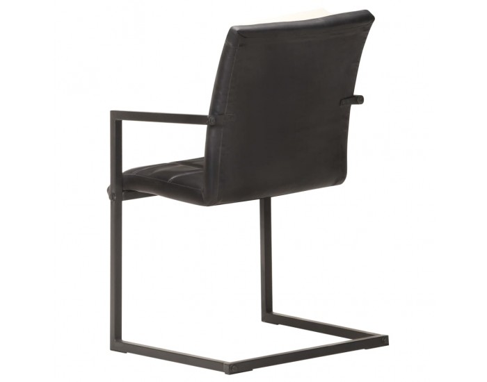 Sonata H Конзолни трапезни столове, 4 бр, черни, естествена кожа