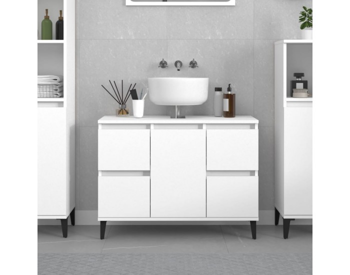 Sonata H Шкаф за мивка, бял, 80x33x60 см, инженерно дърво