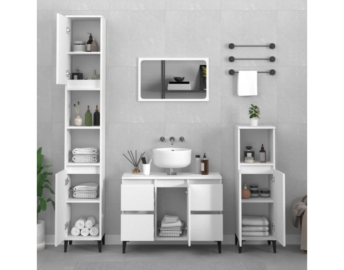 Sonata H Шкаф за мивка, бял, 80x33x60 см, инженерно дърво