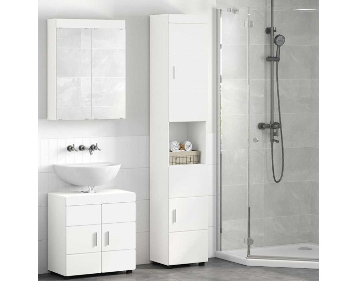 Sonata H Шкаф за баня TULUM Бяло 37 x 31.5 x 203 см Инженерно дърво