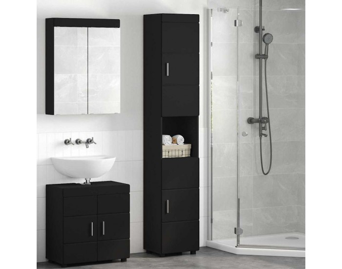 Sonata H Шкаф за баня TULUM Черно 37 x 31.5 x 203 см Инженерно дърво