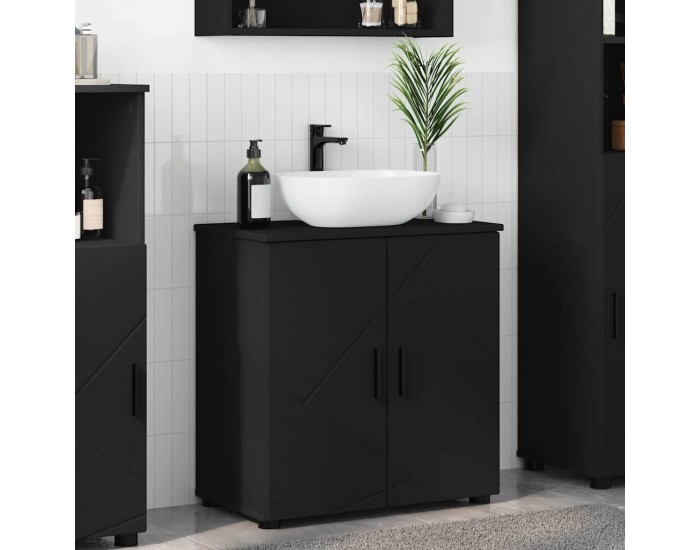 Sonata H Шкаф за баня с рафт Черно 61 x 35 x 64 см Инженерно дърво