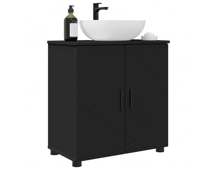 Sonata H Шкаф за баня с рафт Черно 61 x 35 x 64 см Инженерно дърво