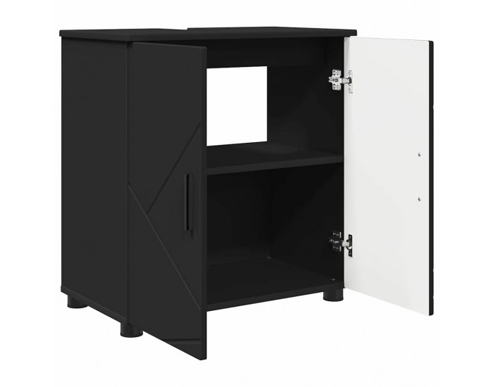 Sonata H Шкаф за баня с рафт Черно 61 x 35 x 64 см Инженерно дърво