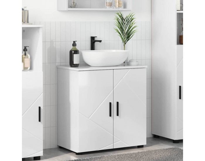 Sonata H Шкаф за баня с рафт Бяло Със Силен Гланц 61 x 35 x 64 см