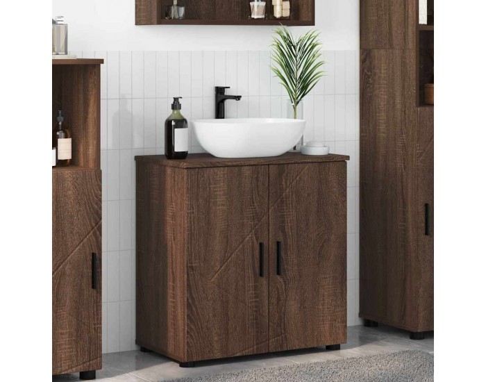 Sonata H Шкаф за баня с рафт Кафяв дъб 61 x 35 x 64 см Инженерно дърво