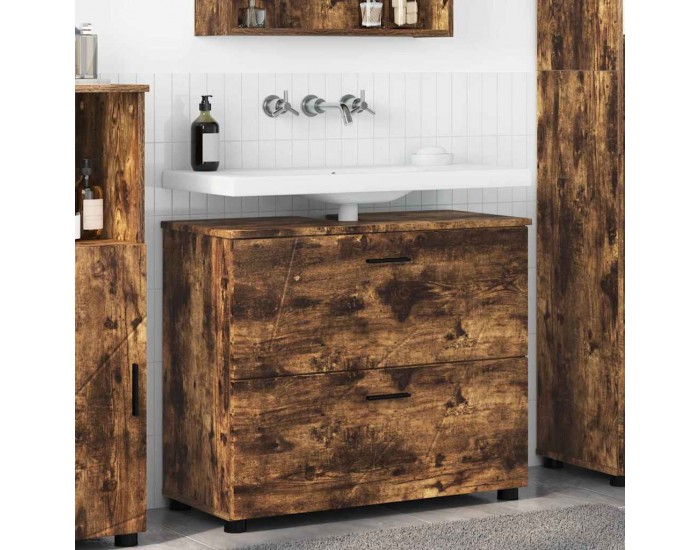 Sonata H Шкаф за баня Опушен дъб 76.5 x 35 x 64 см Инженерно дърво