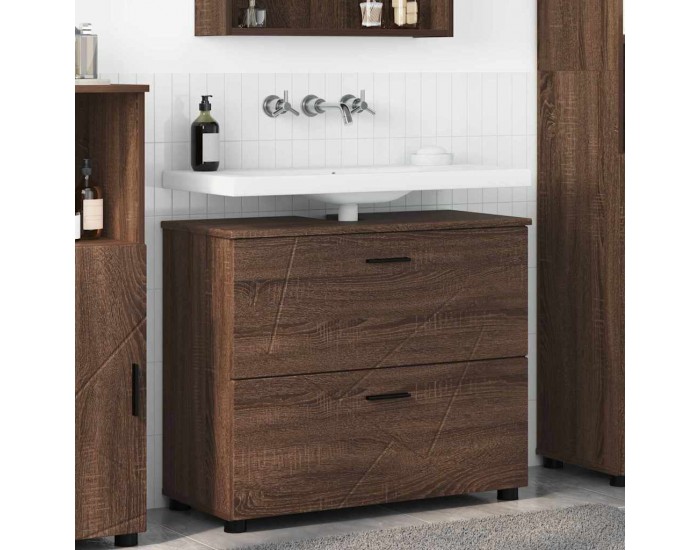 Sonata H Шкаф за баня Кафяв дъб 76.5 x 35 x 64 см Инженерно дърво