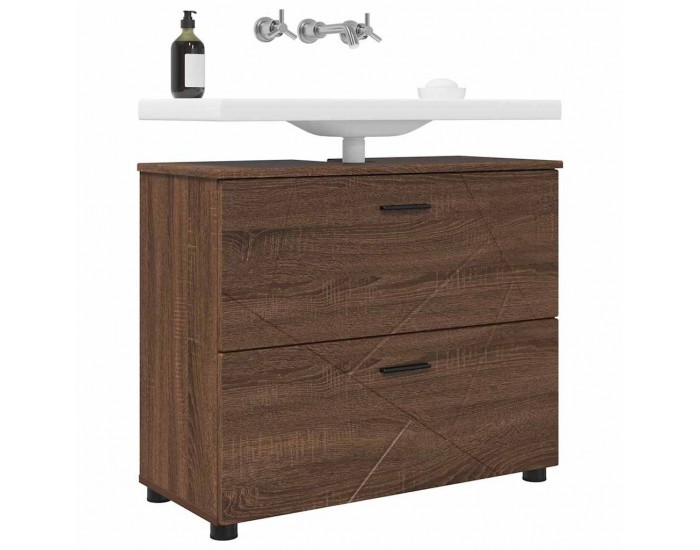 Sonata H Шкаф за баня Кафяв дъб 76.5 x 35 x 64 см Инженерно дърво