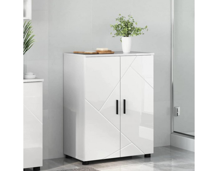 Sonata H Шкаф за баня с рафт Бяло Със Силен Гланц 60 x 35 x 80 см