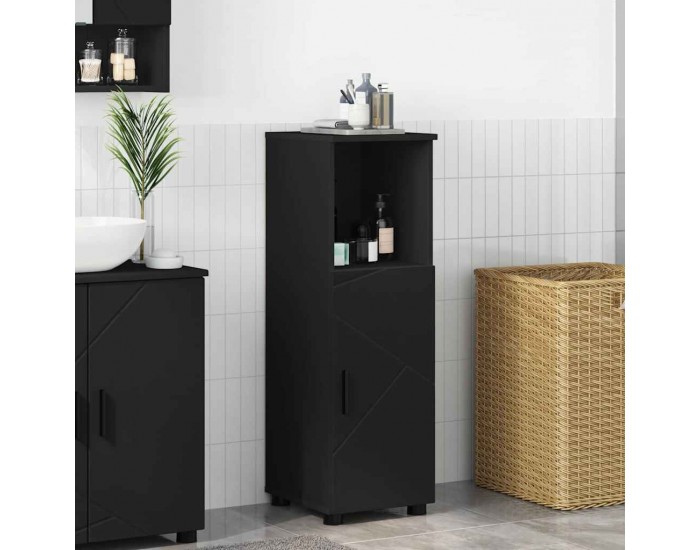 Sonata H Шкаф за баня с рафт Черно 30 x 35 x 95 см Инженерно дърво