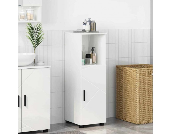 Sonata H Шкаф за баня с рафт Бяло Със Силен Гланц 30 x 35 x 95 см