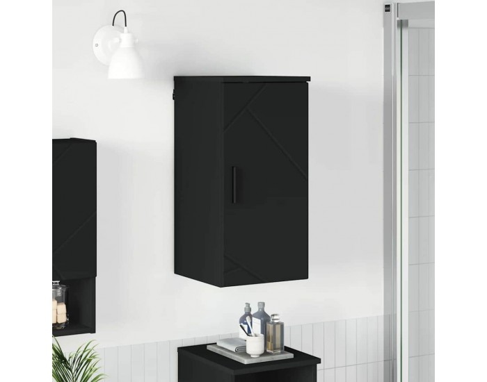 Sonata H Шкаф за баня с врата Черно 30 x 31.5 x 61 см Инженерно дърво