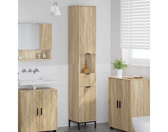 Sonata H Висок шкаф за баня с чекмедже дъб сонома 31.5 x 33 x 190 см