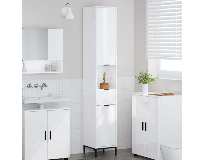 Sonata H Висок шкаф за баня Бяло Със Силен Гланц 31.5 x 33 x 190 см