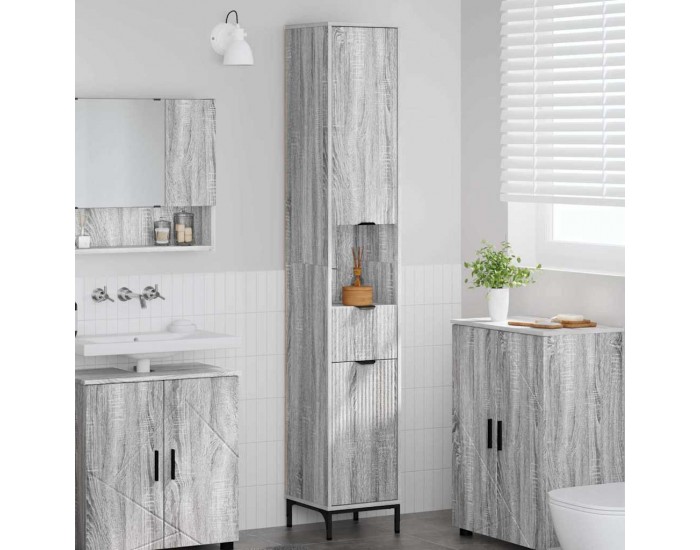 Sonata H Висок шкаф за баня с чекмедже Сив сонома 31.5 x 33 x 190 см