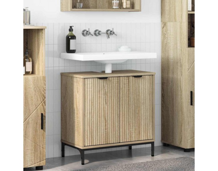 Sonata H Шкаф за мивка в баня с врата дъб сонома 60.5 x 33.5 x 61 см