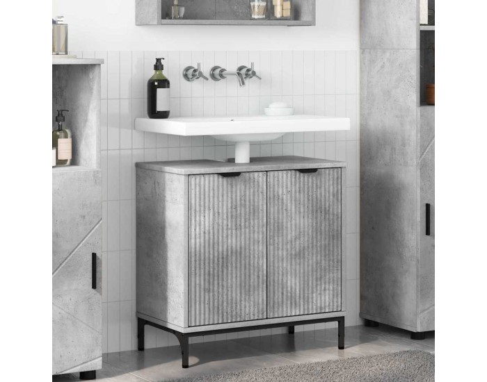 Sonata H Шкаф за мивка в баня с врата Бетонно сиво 60.5 x 33.5 x 61 см