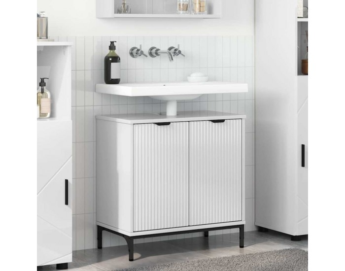 Sonata H Шкаф за мивка в баня Бяло Със Силен Гланц 60.5 x 33.5 x 61 см