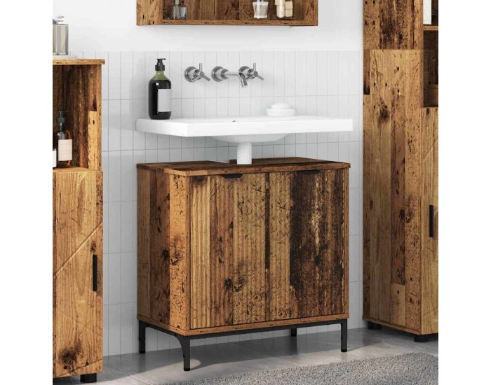 Sonata H Шкаф за мивка в баня с врата Старо дърво 60.5 x 33.5 x 61 см