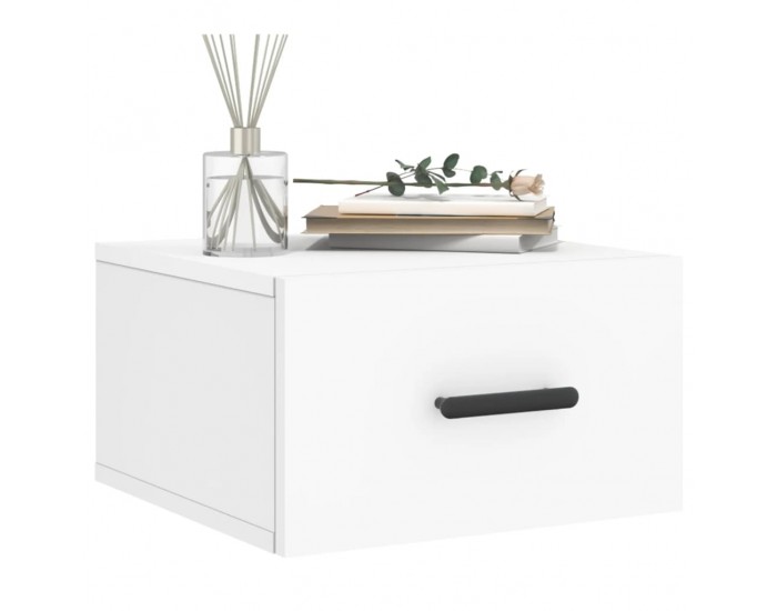 Sonata H Нощни шкафчета за стенен монтаж, 2 бр, бели, 35x35x20 см