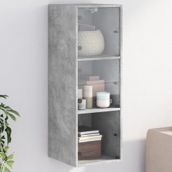 Sonata H Стенен шкаф със стъклени врати, бетонно сив, 35x37x100 см - Гардероби