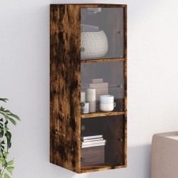 Sonata H Стенен шкаф със стъклени врати, опушен дъб, 35x37x100 см - Гардероби