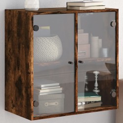 Sonata H Стенен шкаф със стъклени врати, опушен дъб, 68x37x68,5 см - Гардероби