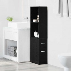 Sonata H Тесен шкаф за баня Черен дъб 22 x 41 x 135 см Инженерно дърво Sonata H Тесен шкаф за баня Черен дъб 22 x 41 x 135 см Инженерно дърво - Гардероби