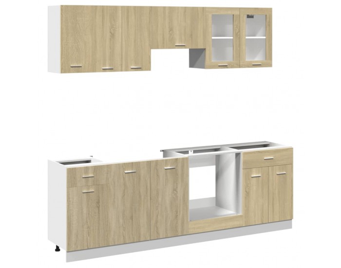 Sonata H Комплект кухненски шкафове от 8 части Lyon, дъб Сонома, инженерно дърво