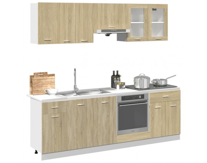 Sonata H Комплект кухненски шкафове от 8 части Lyon, дъб Сонома, инженерно дърво